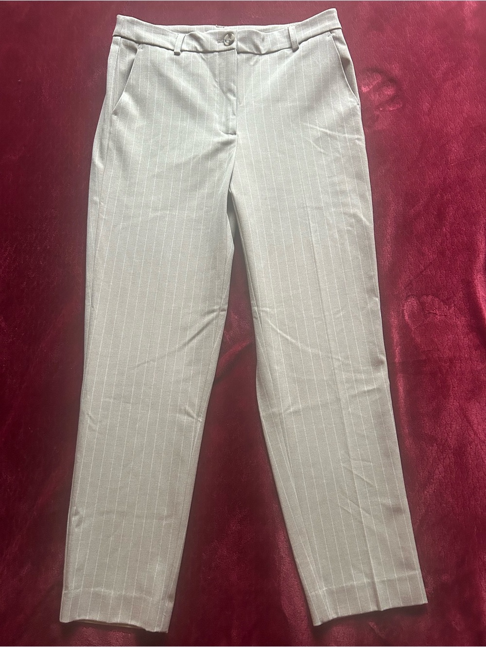 Rachel Zoe High-Rise Tan Pinstripe Trouser Pants Size 6